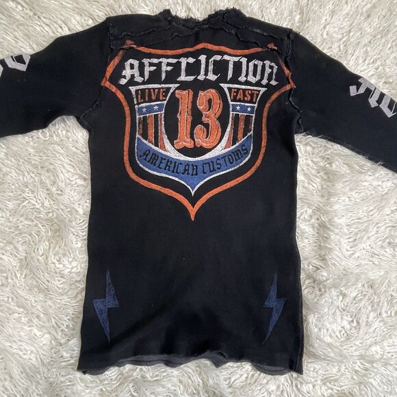 Vintage Affliction Fear The Reaper Mens Reversible Thermal Shirt Size Medium - Picture 1 of 6